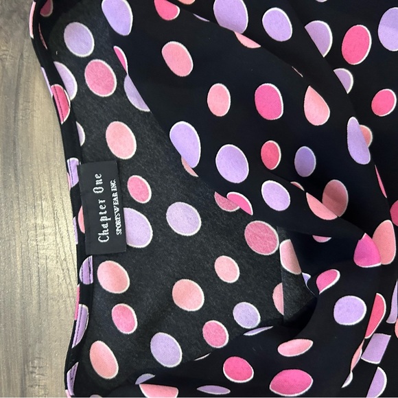 💗Black Cowl Neck Top with Pink and Purple Polka Dots - Picture 3 of 5